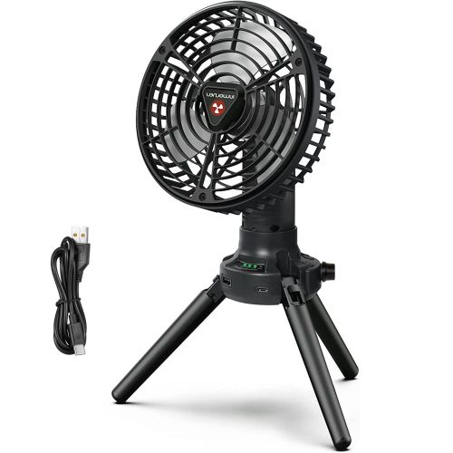 Foldable Camping Fan with Emergency Power Bank 270° Oscillating Rechargeable Tripod Fan for Hiking Fishing Personal Desk Fan with 4 Speeds 3 Brightnes Foldable Camping Fan with Emergency Power Bank 270° Oscillating Rechargeable Tripod Fan for Hiking Fishing Personal Desk Fan with 4 Speeds 3 Brightnes