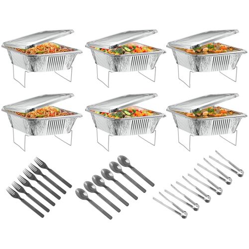 36Pcs Disposable Chafing Dish Buffet Set Food Warmers For Party Buffet Server Catering Supplies With Covers Utensils Half Size Food Pans For Parties E 36Pcs Disposable Chafing Dish Buffet Set Food Warmers For Party Buffet Server Catering Supplies With Covers Utensils Half Size Food Pans For Parties E
