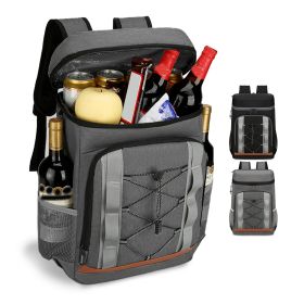 Cooler Backpack 36 Can Leakproof Insulated Cooler Backpack with 25L/6.6Gal for Picnic Camping BeachÂ Hiking Fishing Travel (Option: Grey)